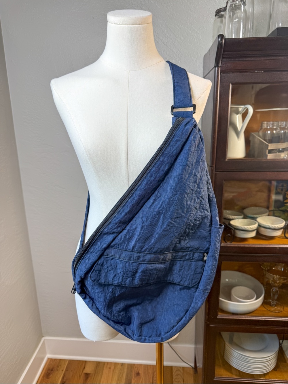 AmeriBag Healthy Back Bag Blue Nylon Sling Crossbody Travel Backpack Medium